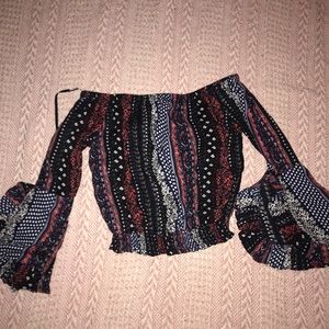 Cropped bell sleeve top
